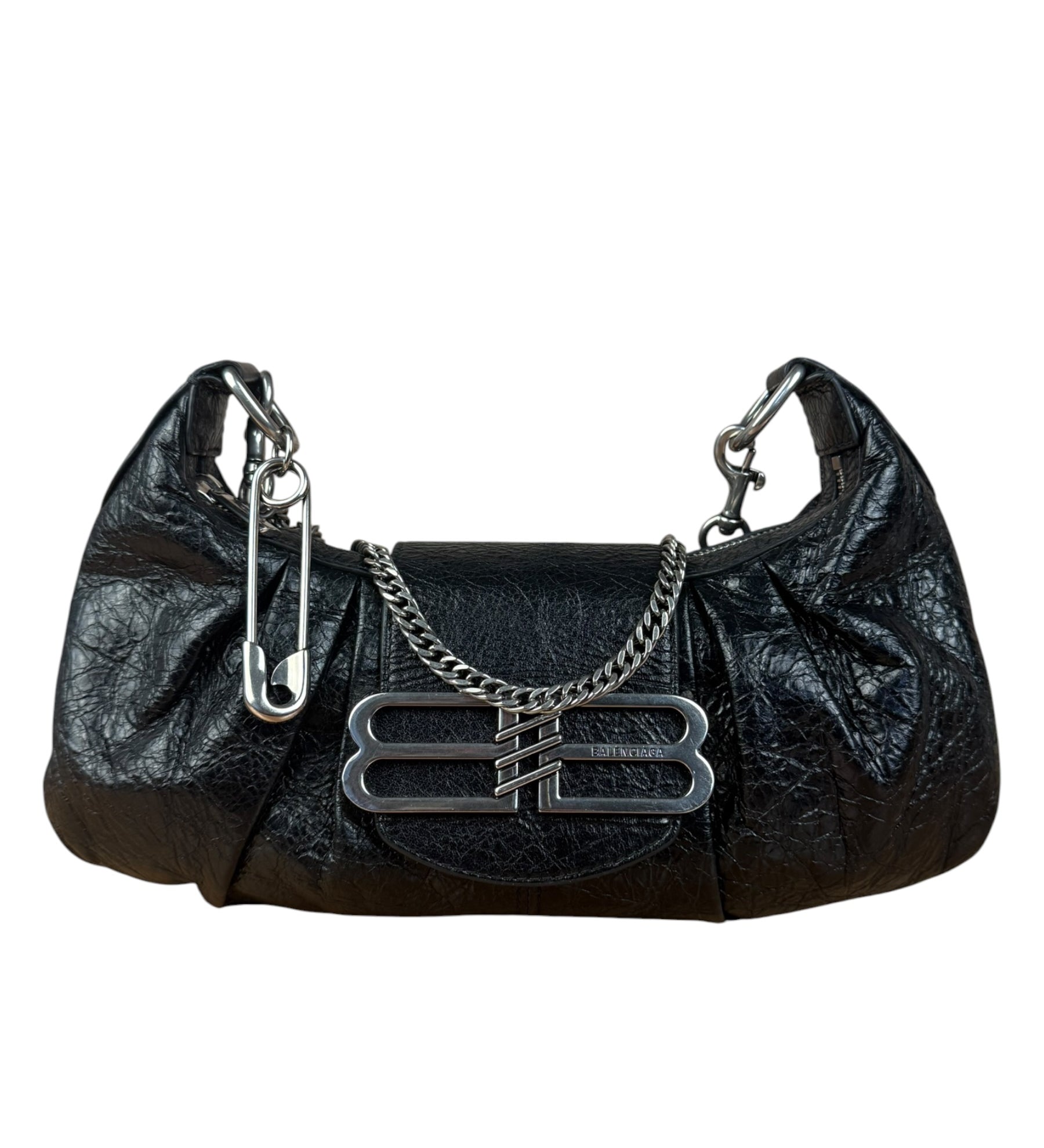 Balenciaga Black Leather Pamela Small Shoulder Bag