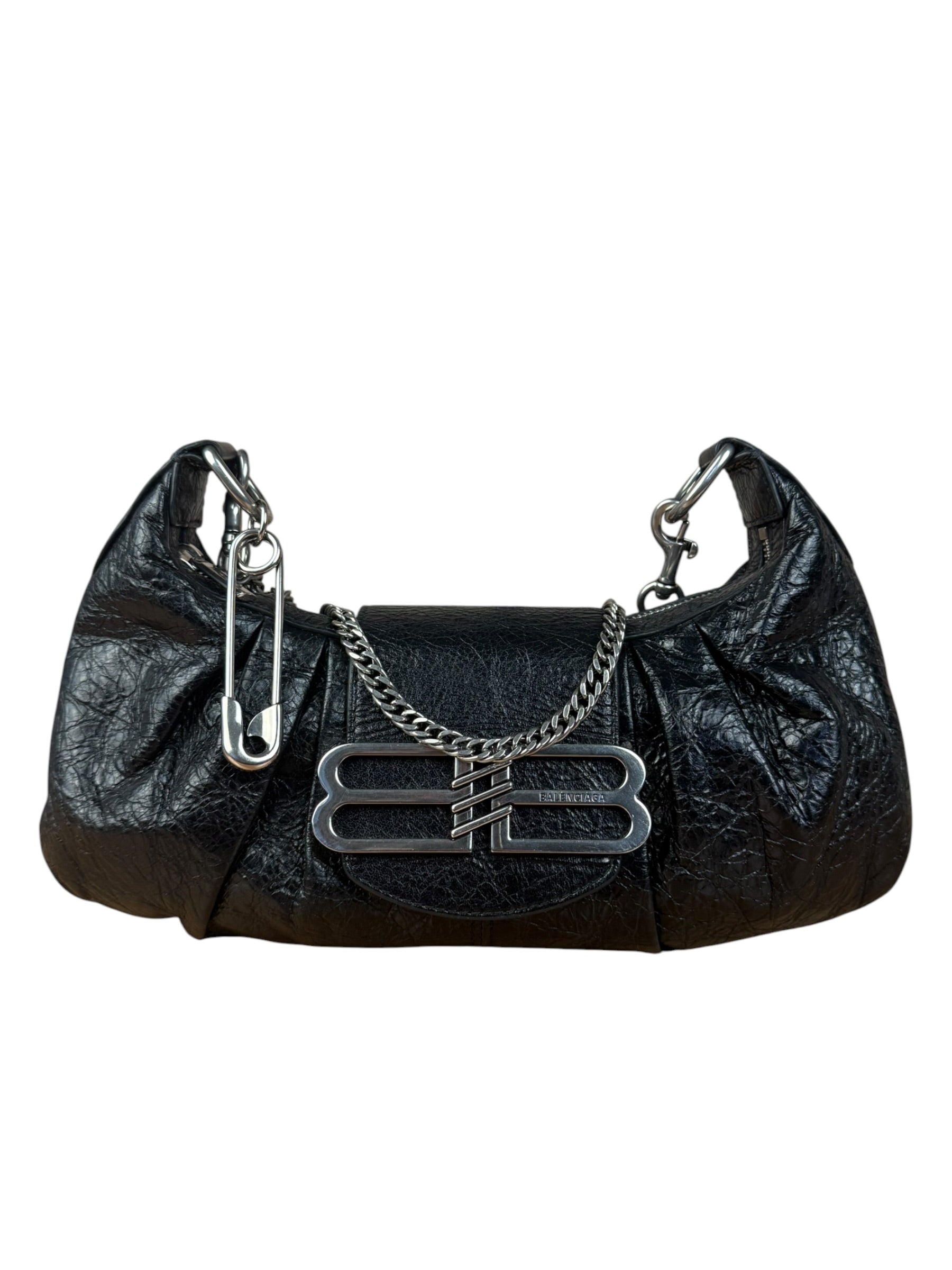 Balenciaga Black Leather Pamela Small Shoulder Bag