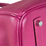 Hermes 2013 Plum Clemence Leather Palladium Birkin 35