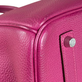 Hermes 2013 Plum Clemence Leather Palladium Birkin 35