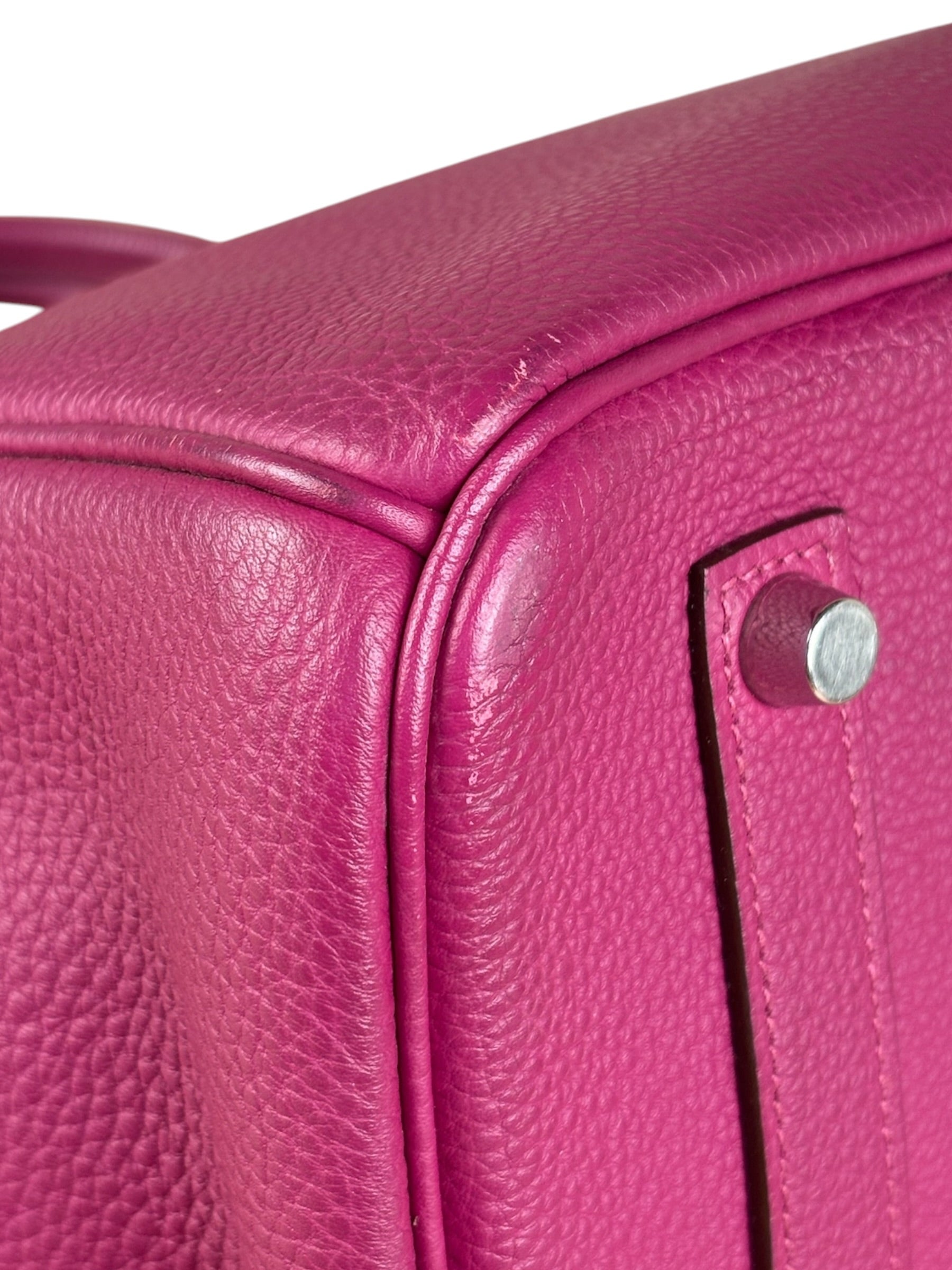 Hermes 2013 Plum Clemence Leather Palladium Birkin 35