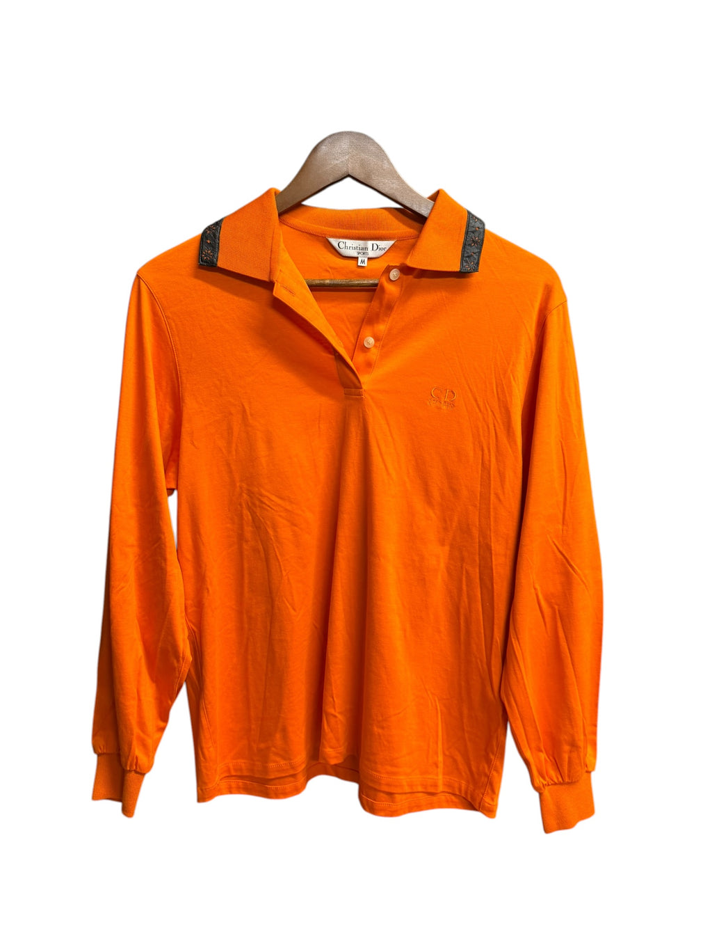 90s Christian Dior Sports Orange/Black Lace Collar Polo Shirt