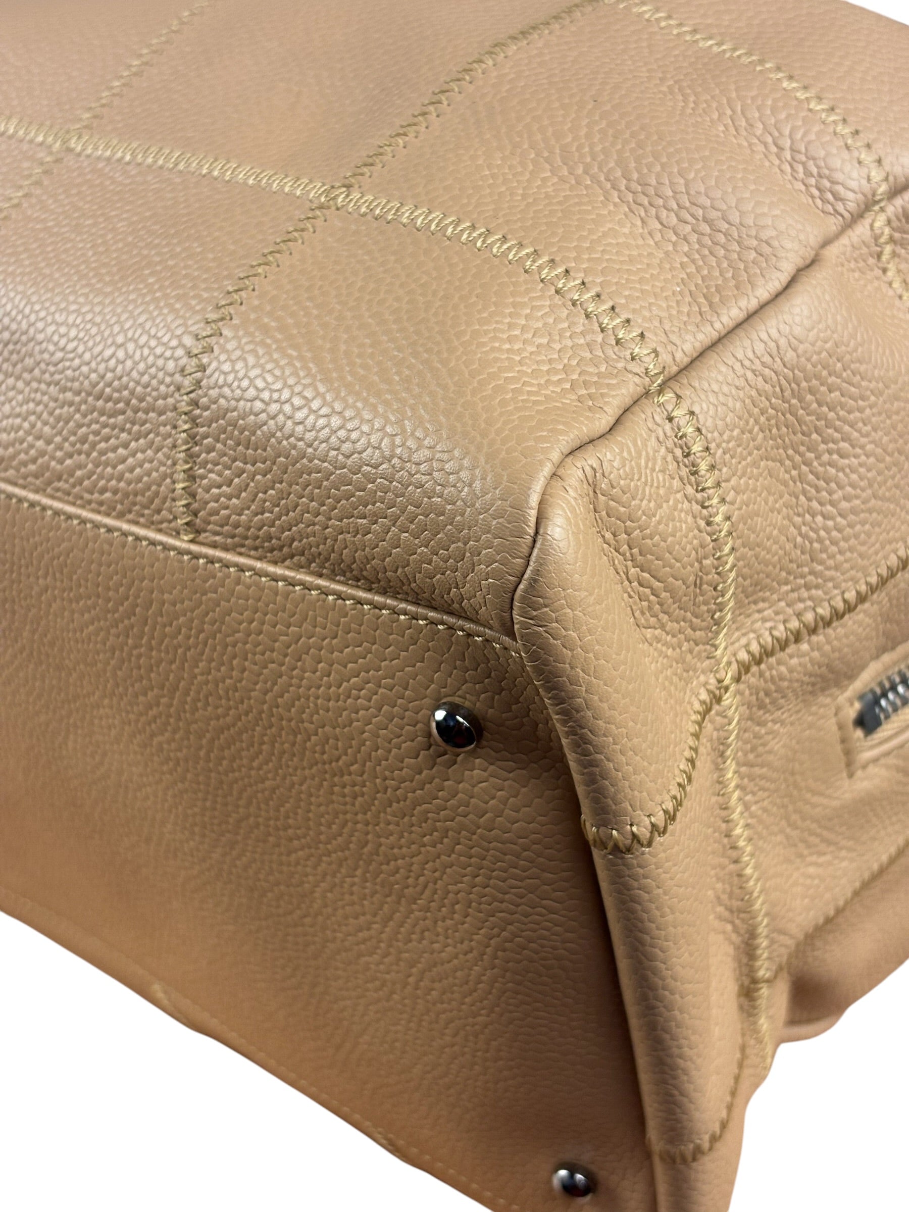 Chanel Beige Caviar Chocolate Bar Boston Bag