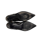 Saint Laurent Black Leather Studded Ankle Boots