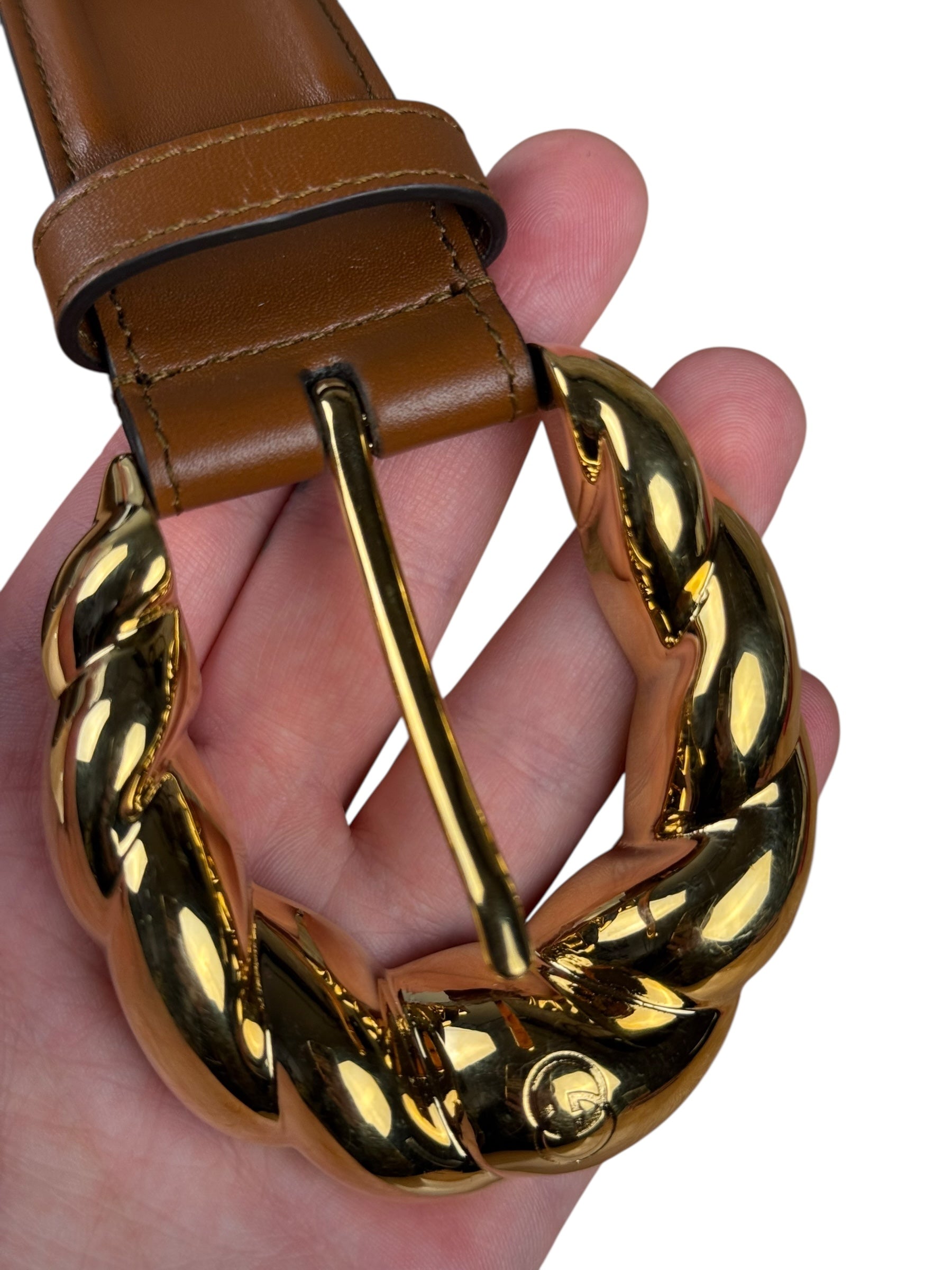 Gucci Torchon Buckle Belt Brown