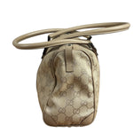 Gucci GG Beige Leather Trim Guccissima Small Boston Bag