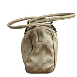 Gucci GG Beige Leather Trim Guccissima Small Boston Bag