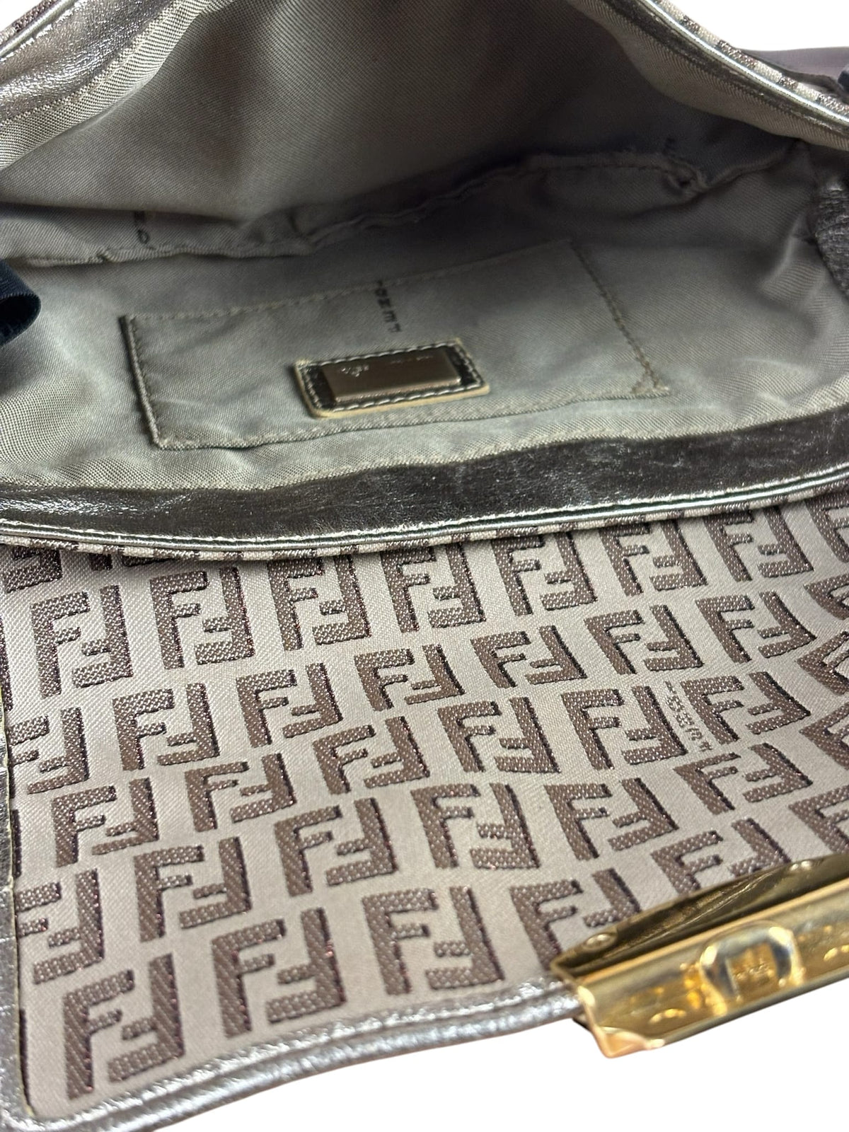 Fendi Colorblock Leather Trim Zucca Compilation Baguette
