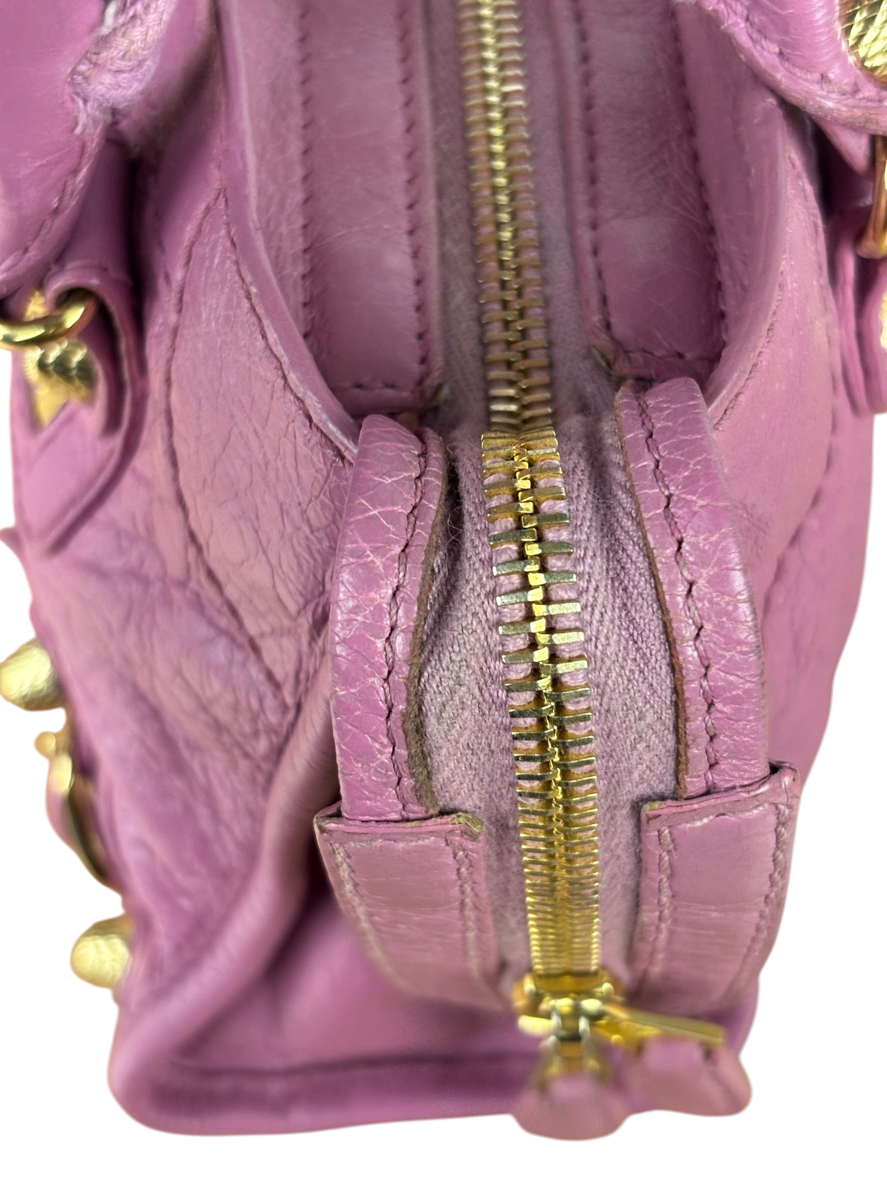 Balenciaga Purple Leather Velo Moto Two-Way Bag