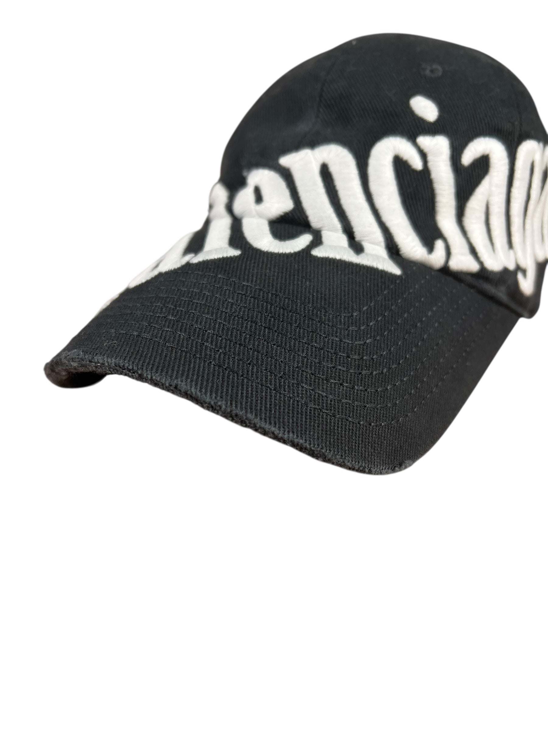 Balenciaga Diagonal Embroidered Logo Cap Black