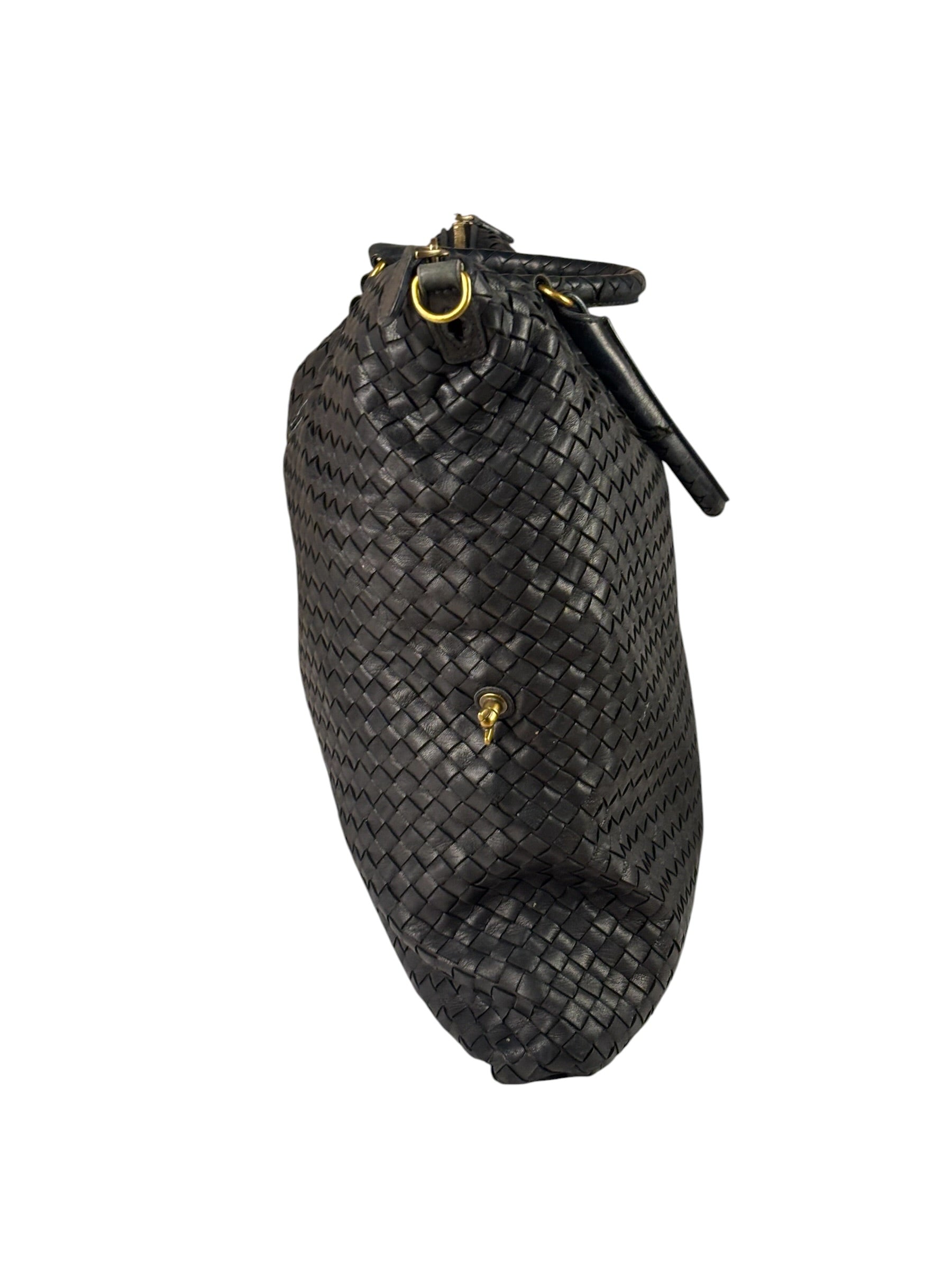 Bottega Veneta Black Intrecciato Large Handbag