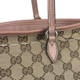 Gucci Beige/Pink Leather Trim Bree Shoulder Bag