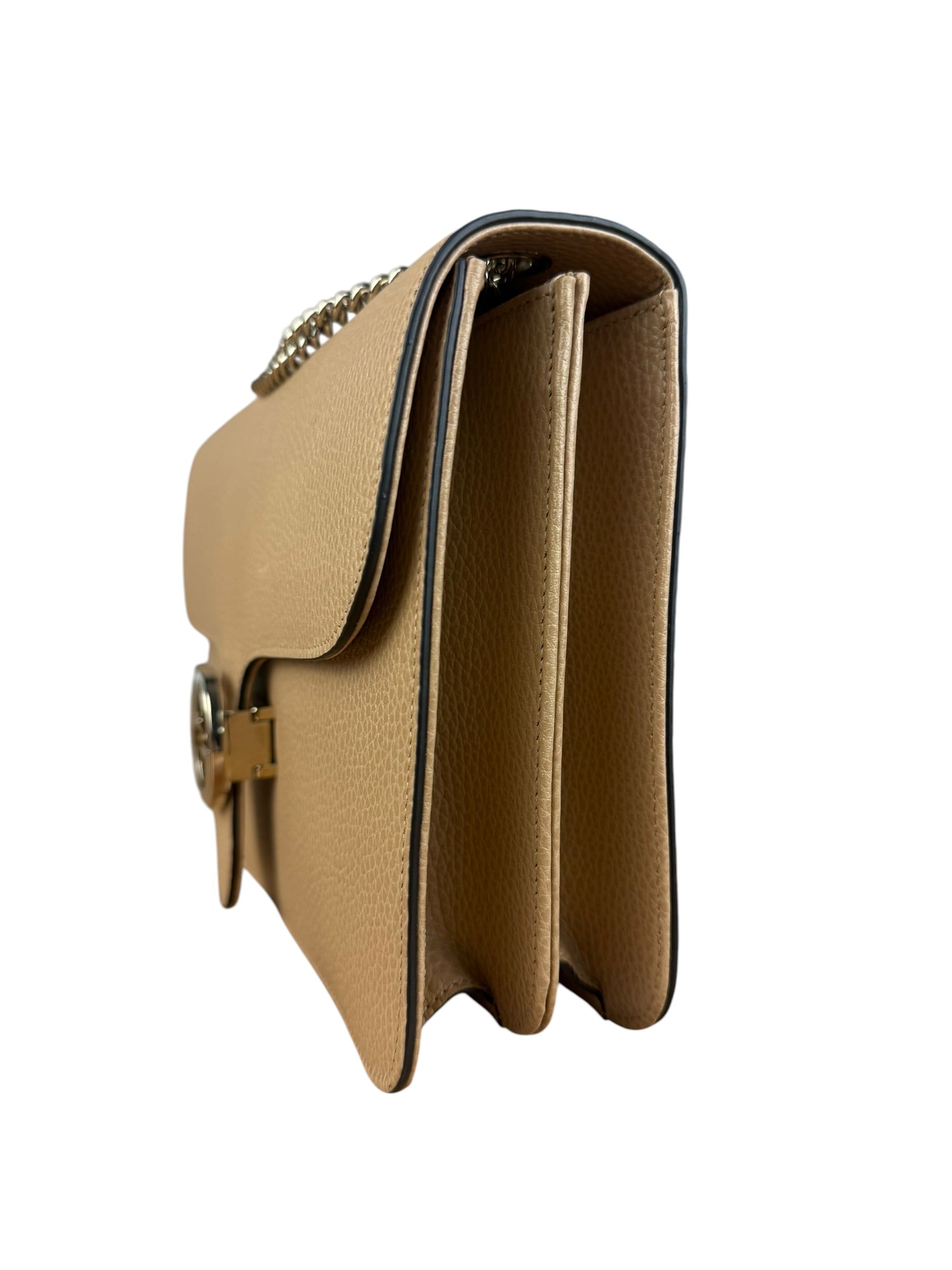 Gucci Beige Leather Medium GG Dollar Chain Shoulder Bag
