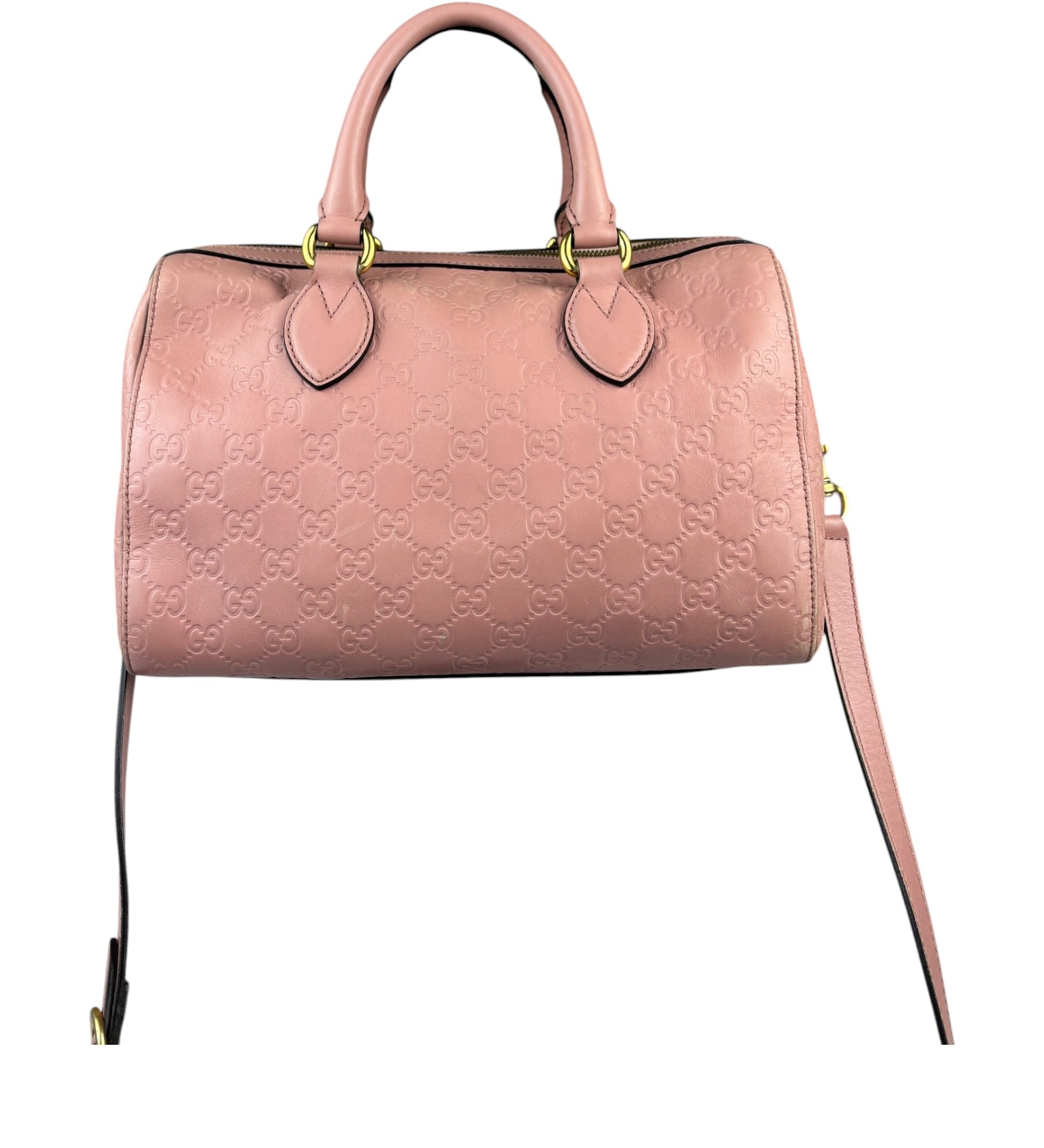 Gucci Pink Leather Guccissima Two-Way Boston Bag