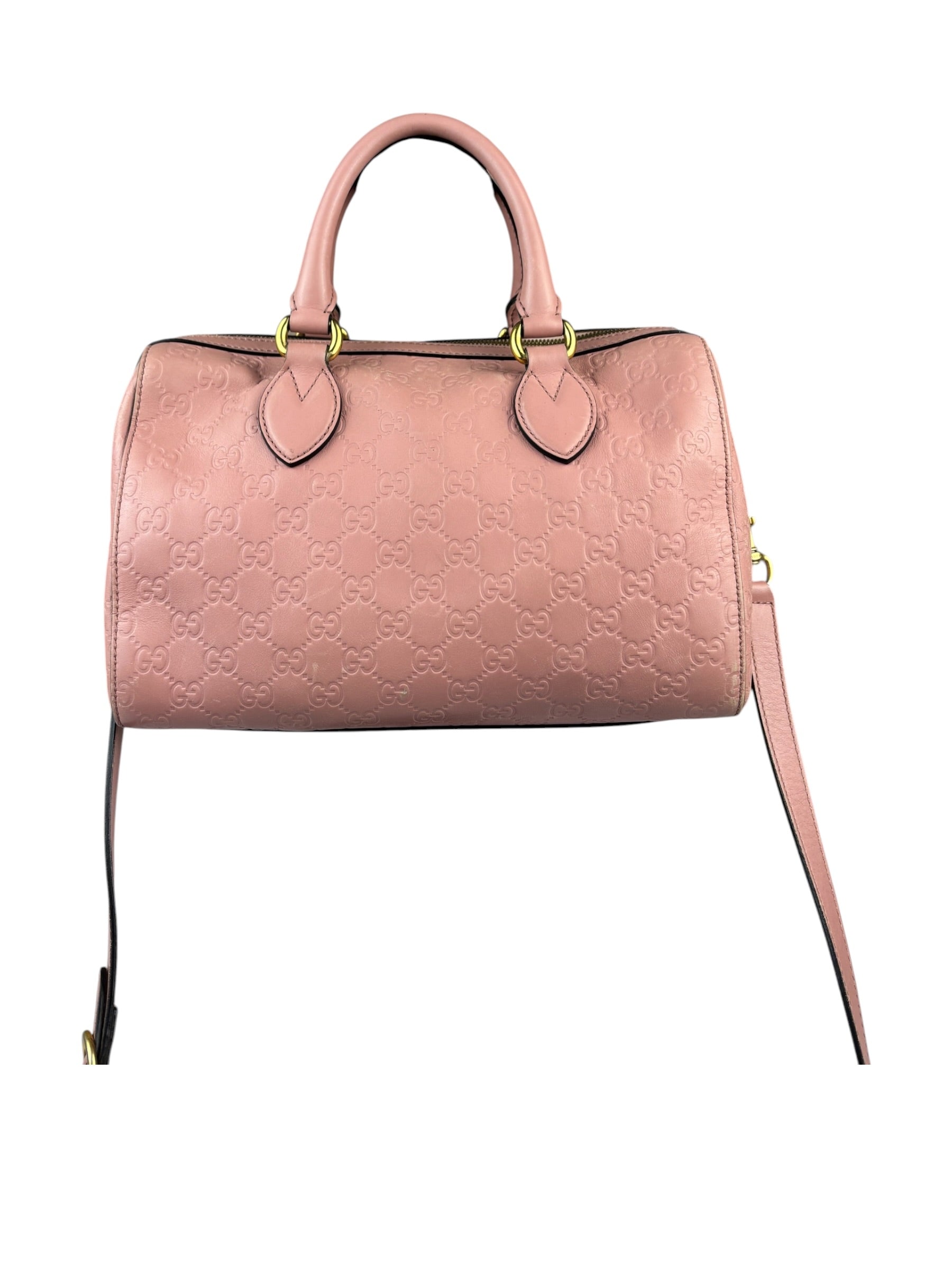Gucci Pink Leather Guccissima Two-Way Boston Bag