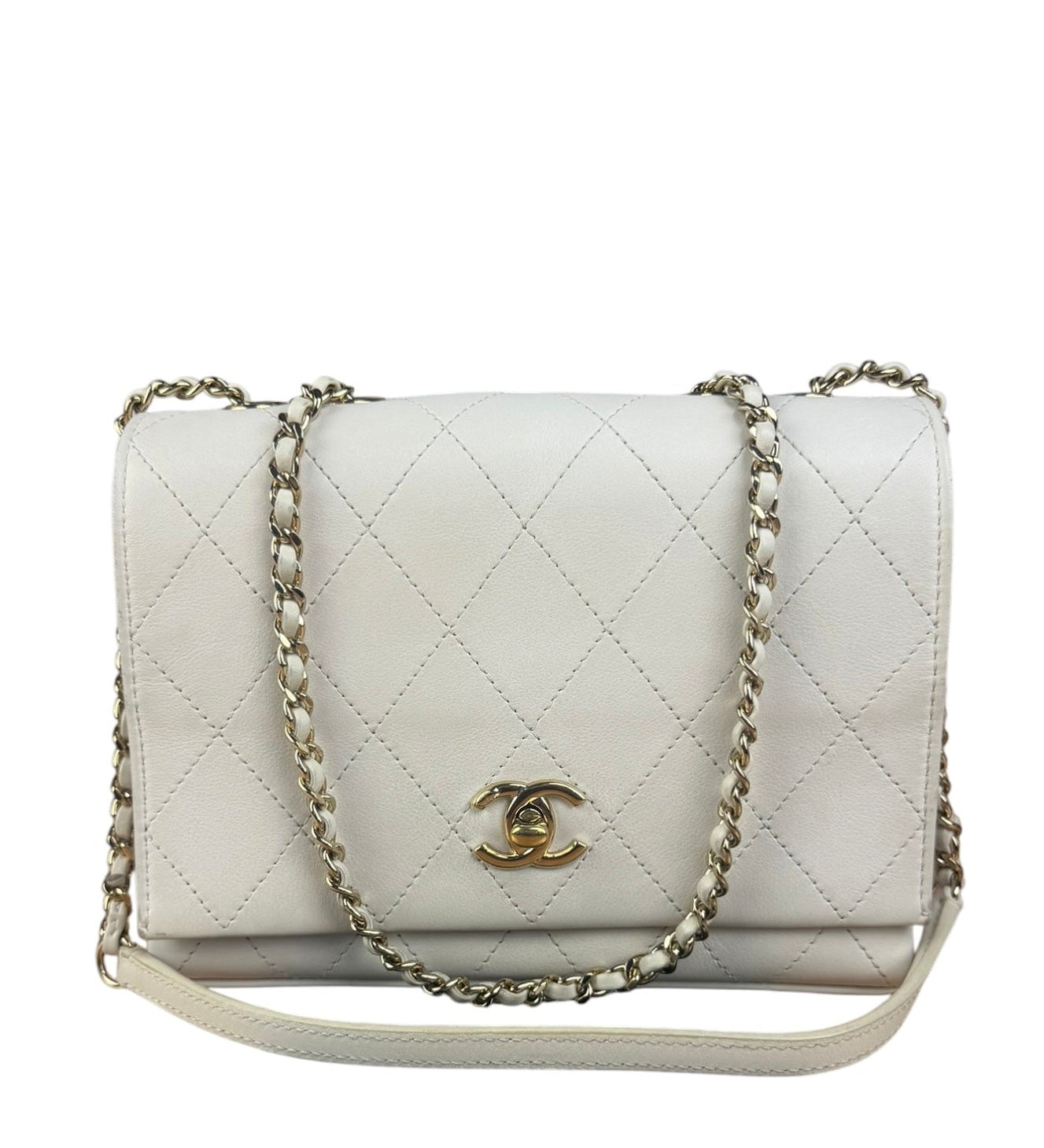 Chanel White Leather Mini Shoulder Bag 1992