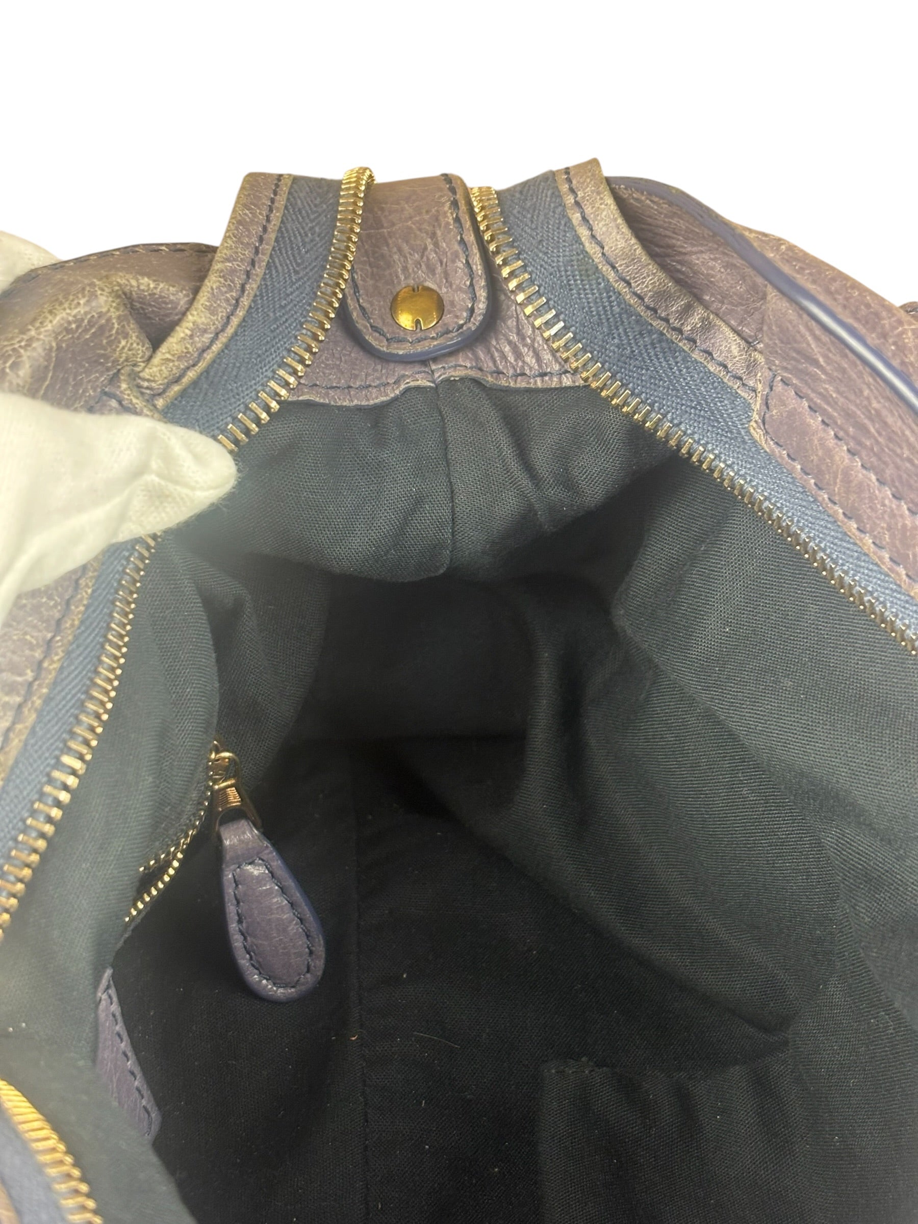 Balenciaga Vintage Distressed Purple Leather City Bag