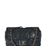 Chanel Black/Grey Quilted Calfskin Matelassè Iridescent Flap Bag 2009