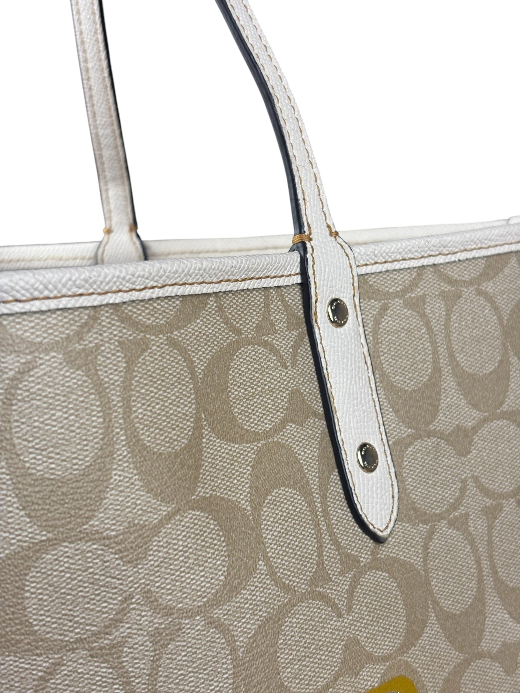 Coach Leather Signature Canvas Reversible City Tote Bag