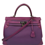 Hermes Kelly 35 Purple Ghillies Swift Togo Leather Handbag 2015