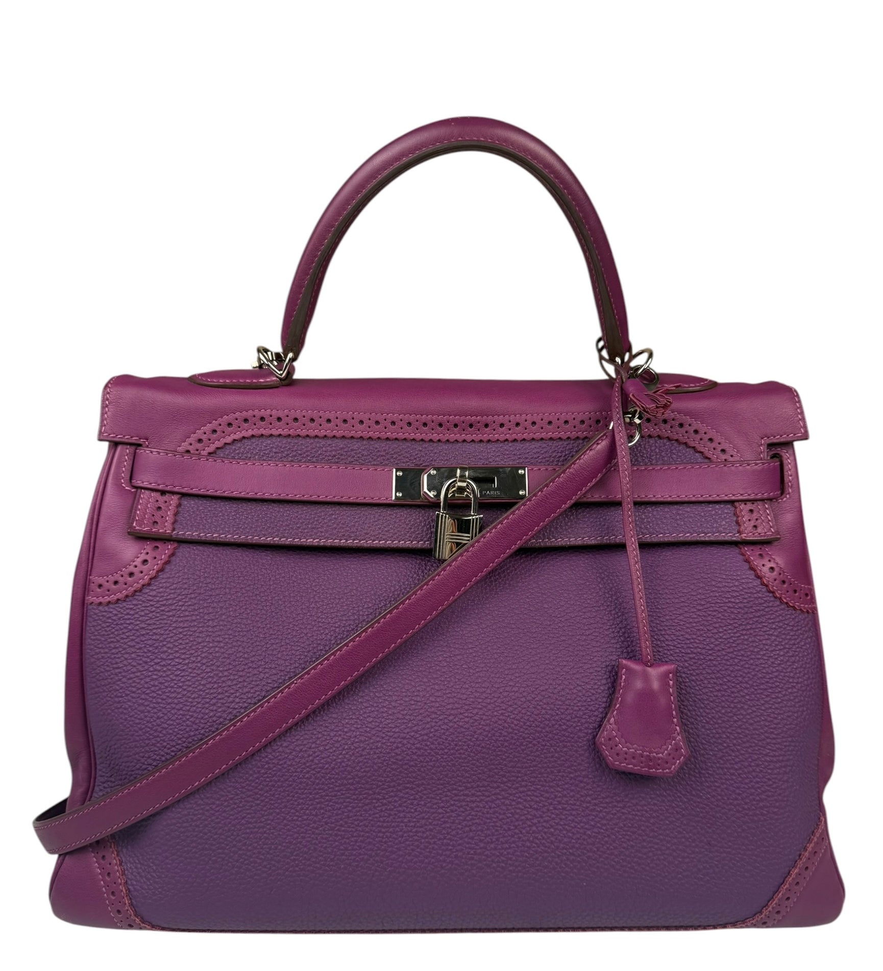 Hermes Kelly 35 Purple Ghillies Swift Togo Leather Handbag 2015