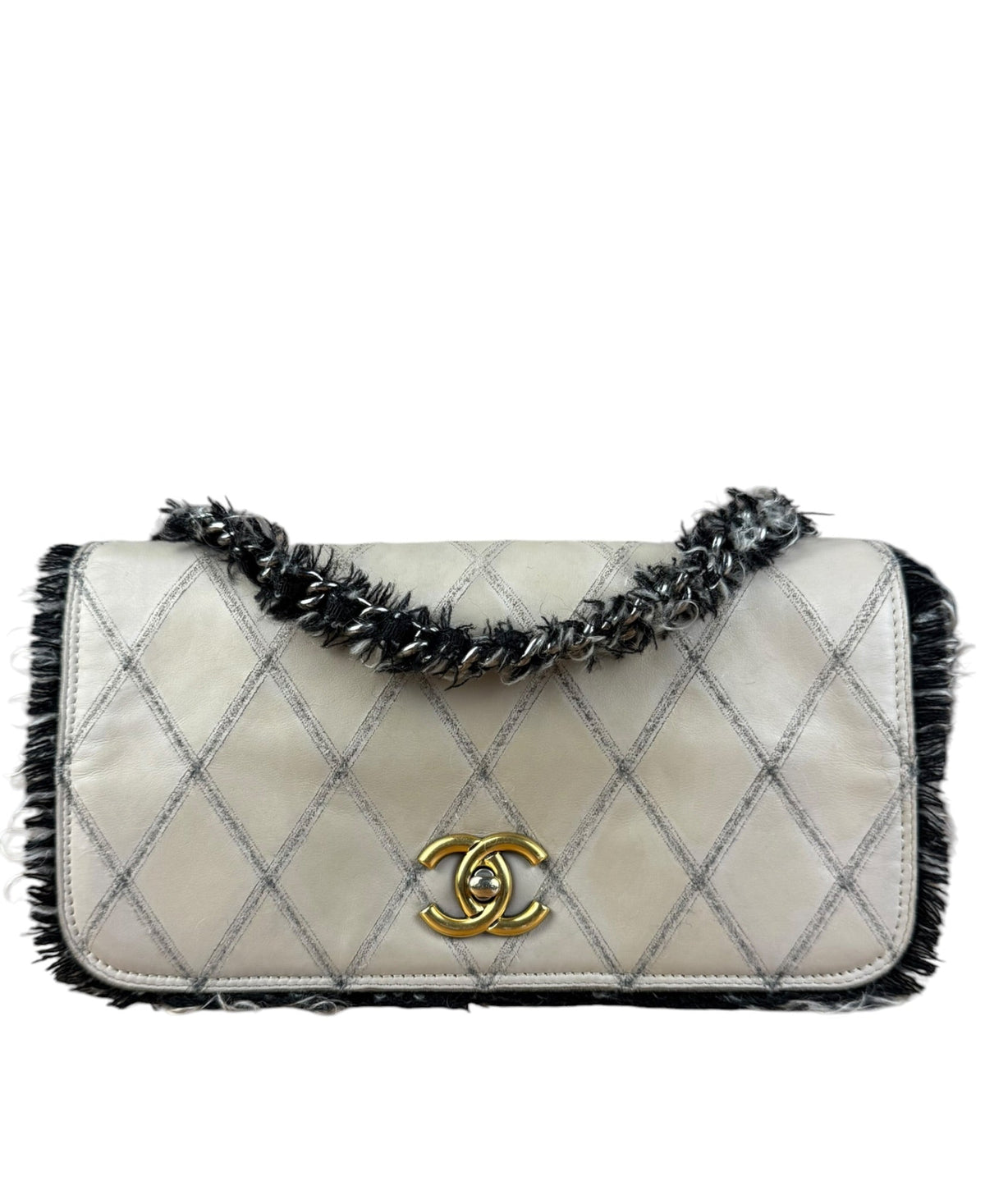 Chanel Tweedy Quilted Leather Fringe Flap Bag 2011