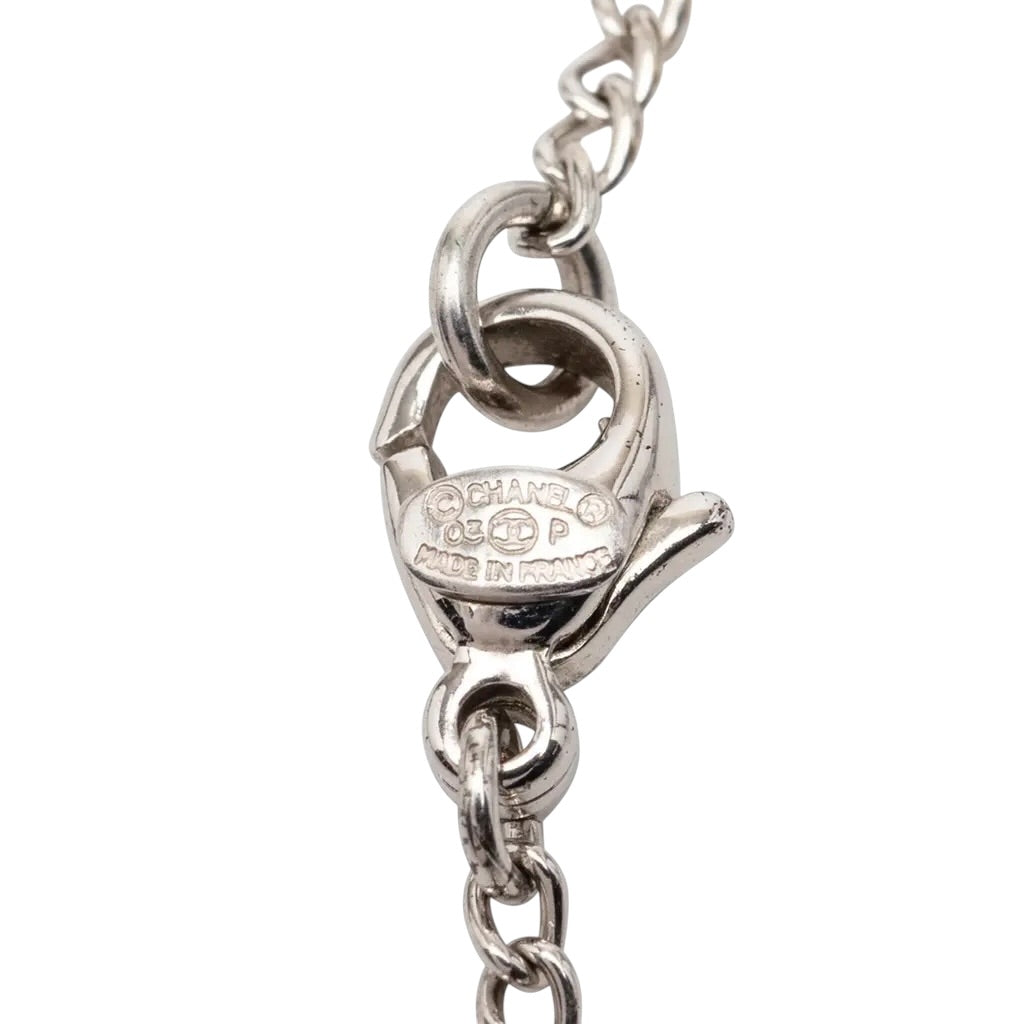 Chanel Vintage Silver Coco Mark Punched Chain Necklace