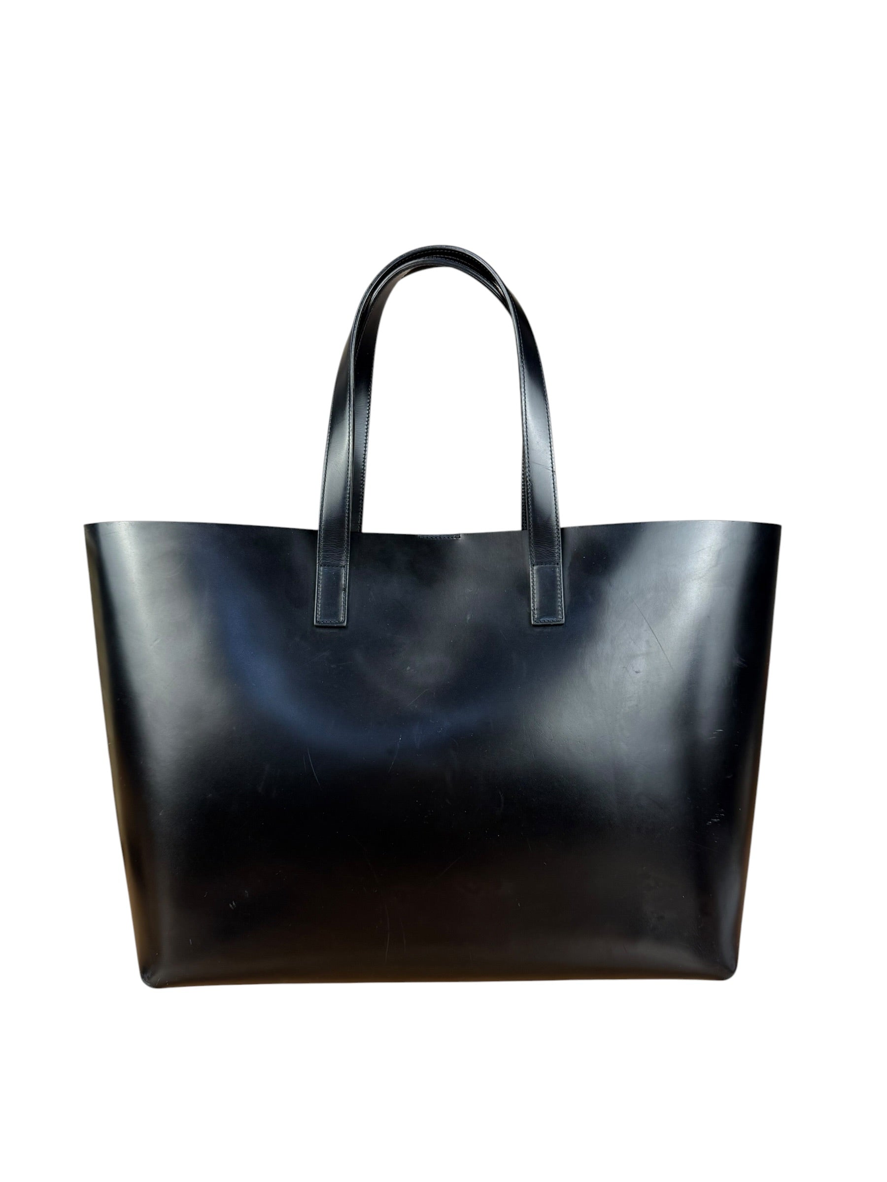 Saint Laurent Black Leather Shopping Tote Bag