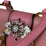 Miu Miu Pink Leather Madras Crystal Embellished Shoulder Bag