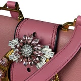 Miu Miu Pink Leather Madras Crystal Embellished Shoulder Bag