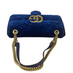 Gucci GG Blue Velvet Marmont Shoulder Bag