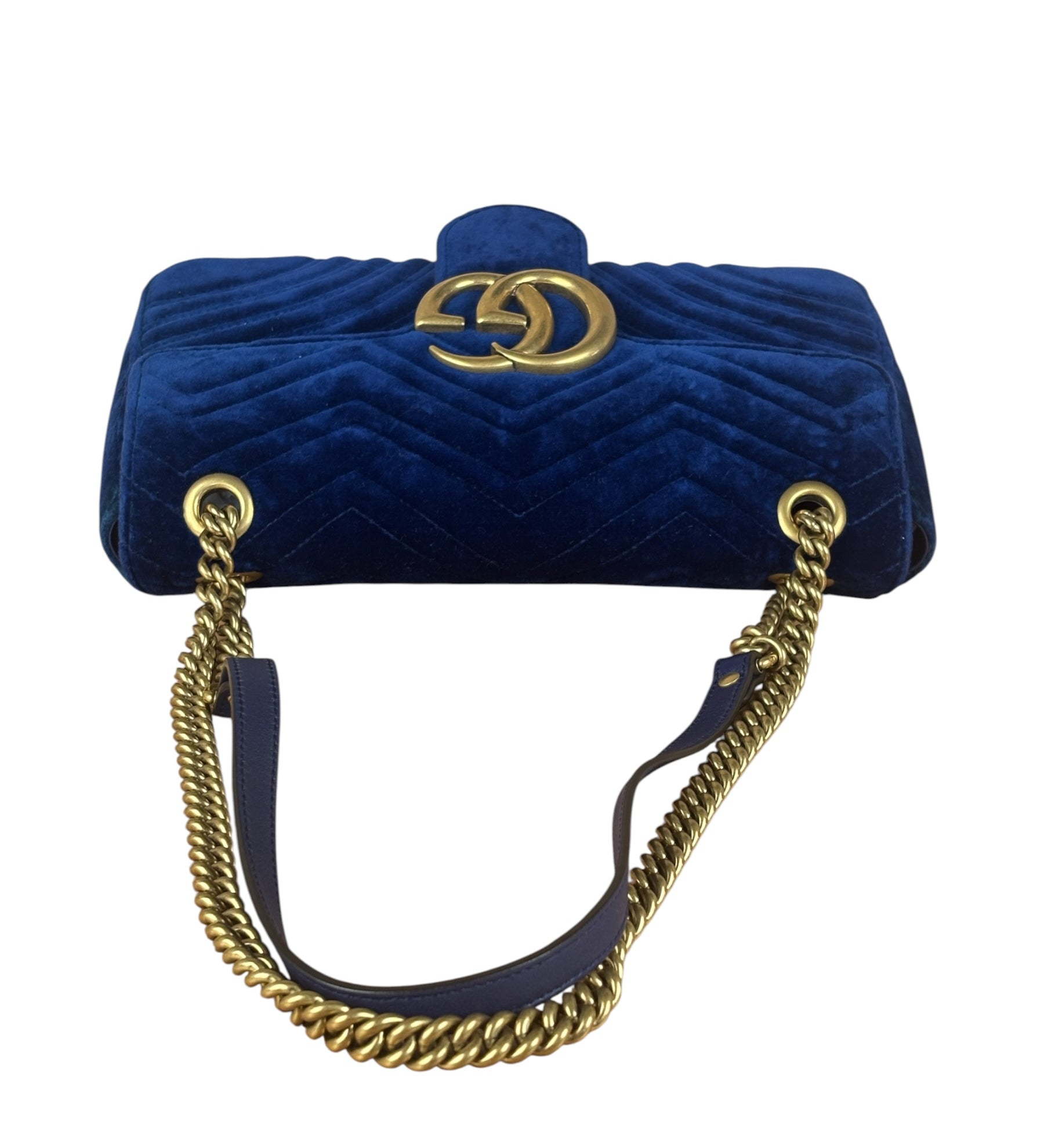 Gucci GG Blue Velvet Marmont Shoulder Bag