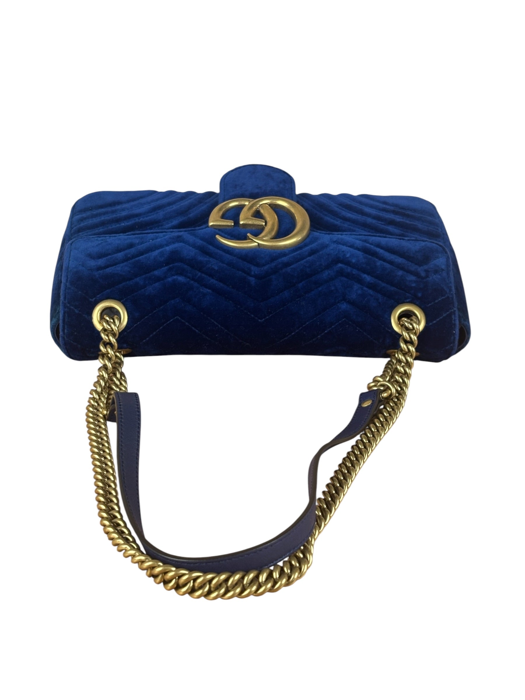Gucci GG Blue Velvet Marmont Shoulder Bag