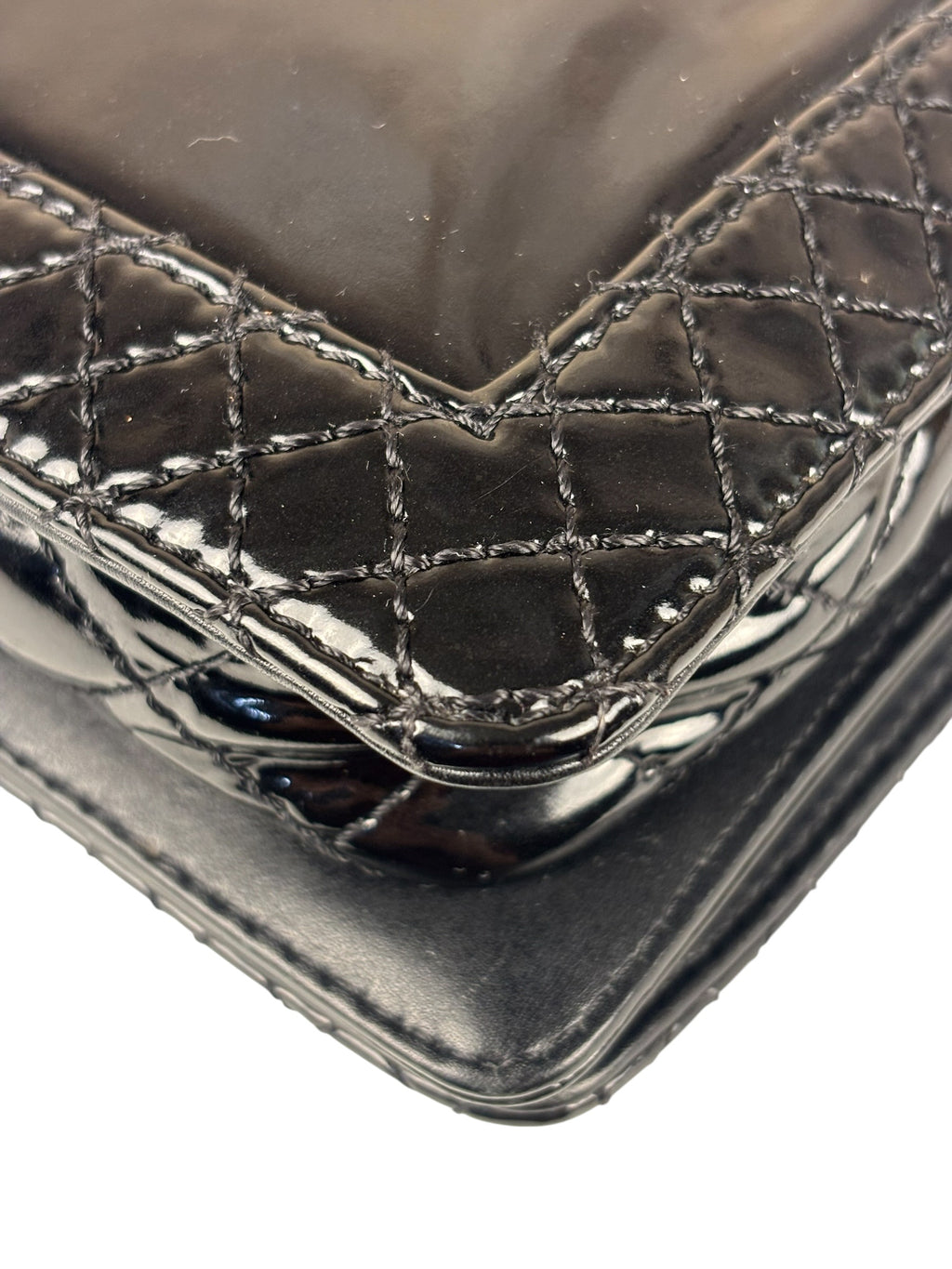 Chanel Black Patent Leather Boy Wallet on Chain Bag 2014