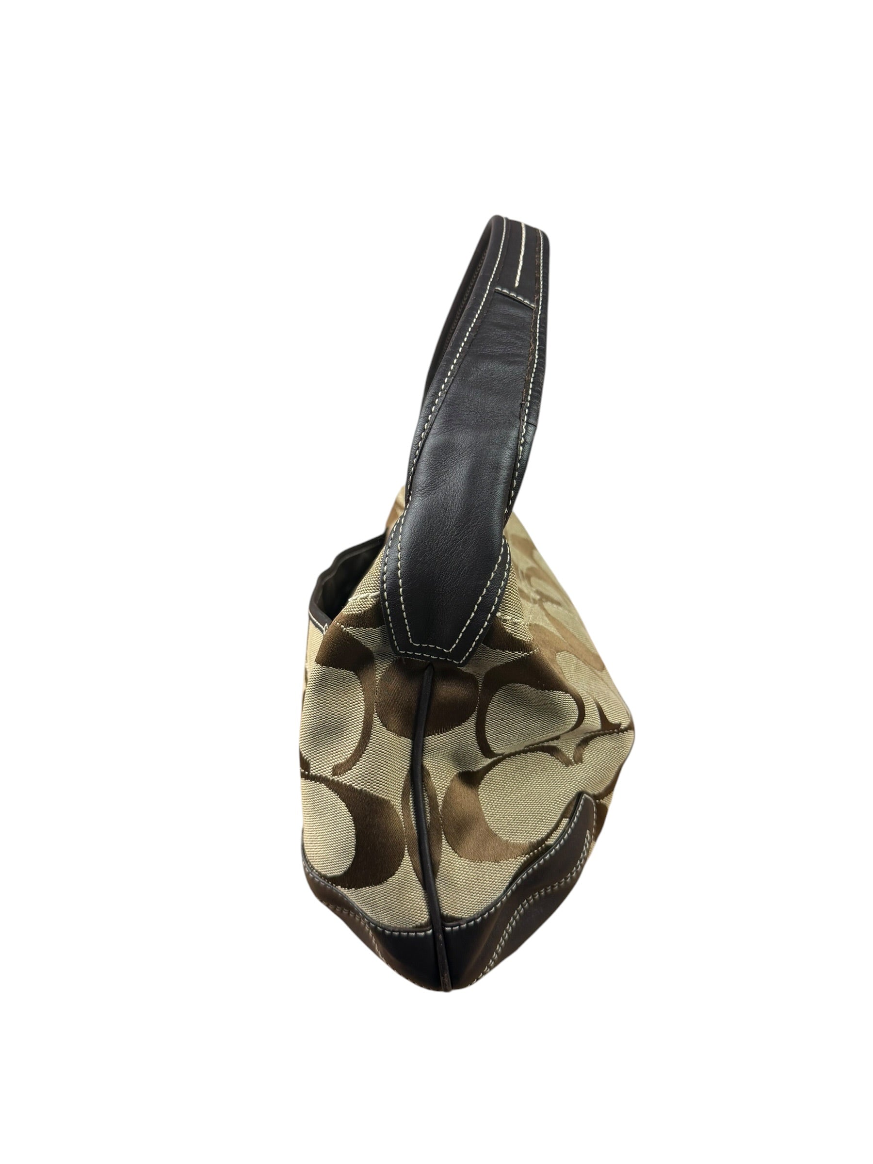 Coach Brown Leather Trim Signature Ergo Hobo Bag
