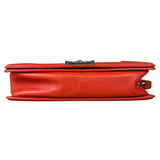 Chanel Quilted Stitch Red Leather Boy Bag 2014