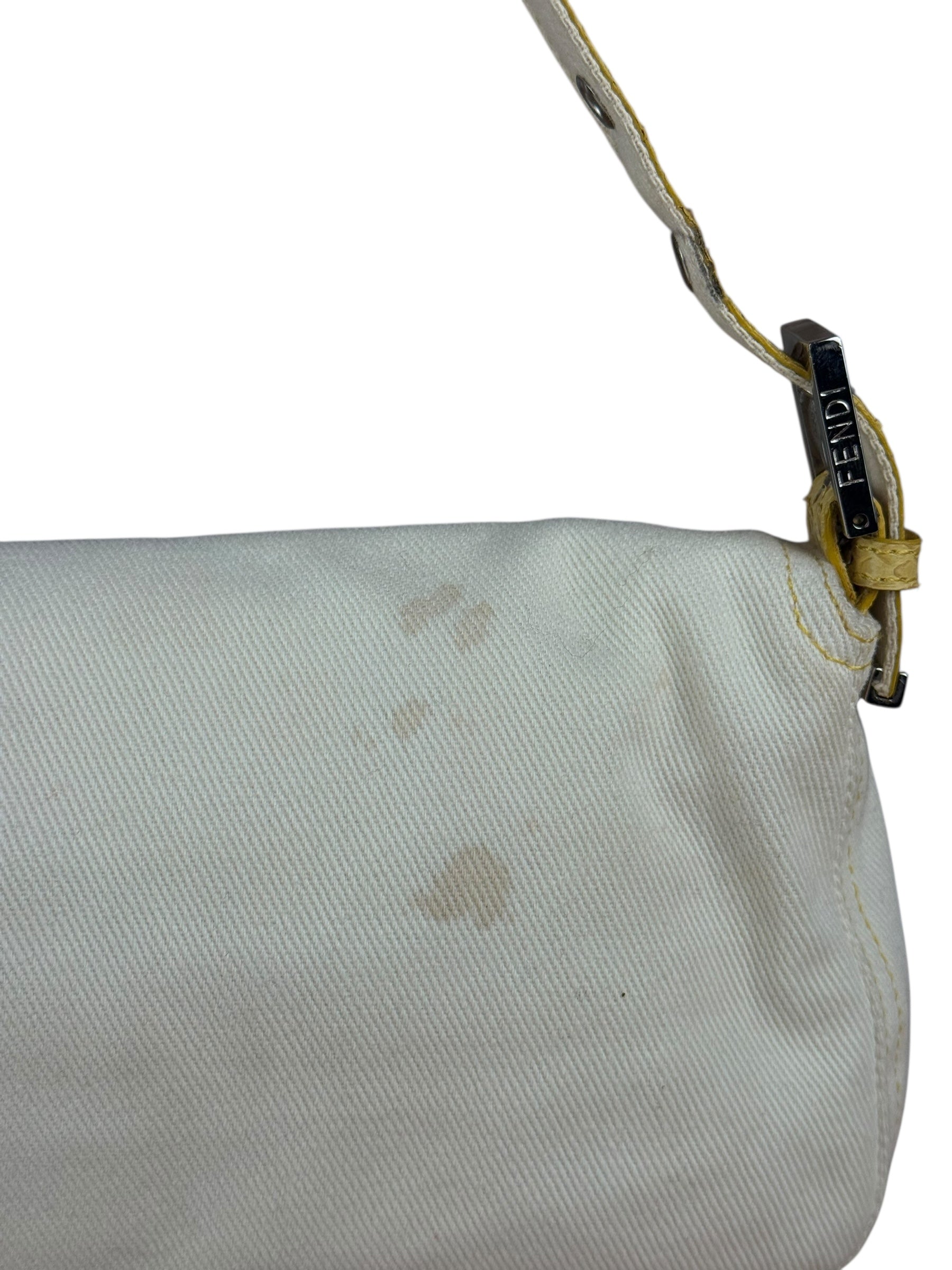 Fendi Vintage Denim x Snakeskin Baguette Yellow