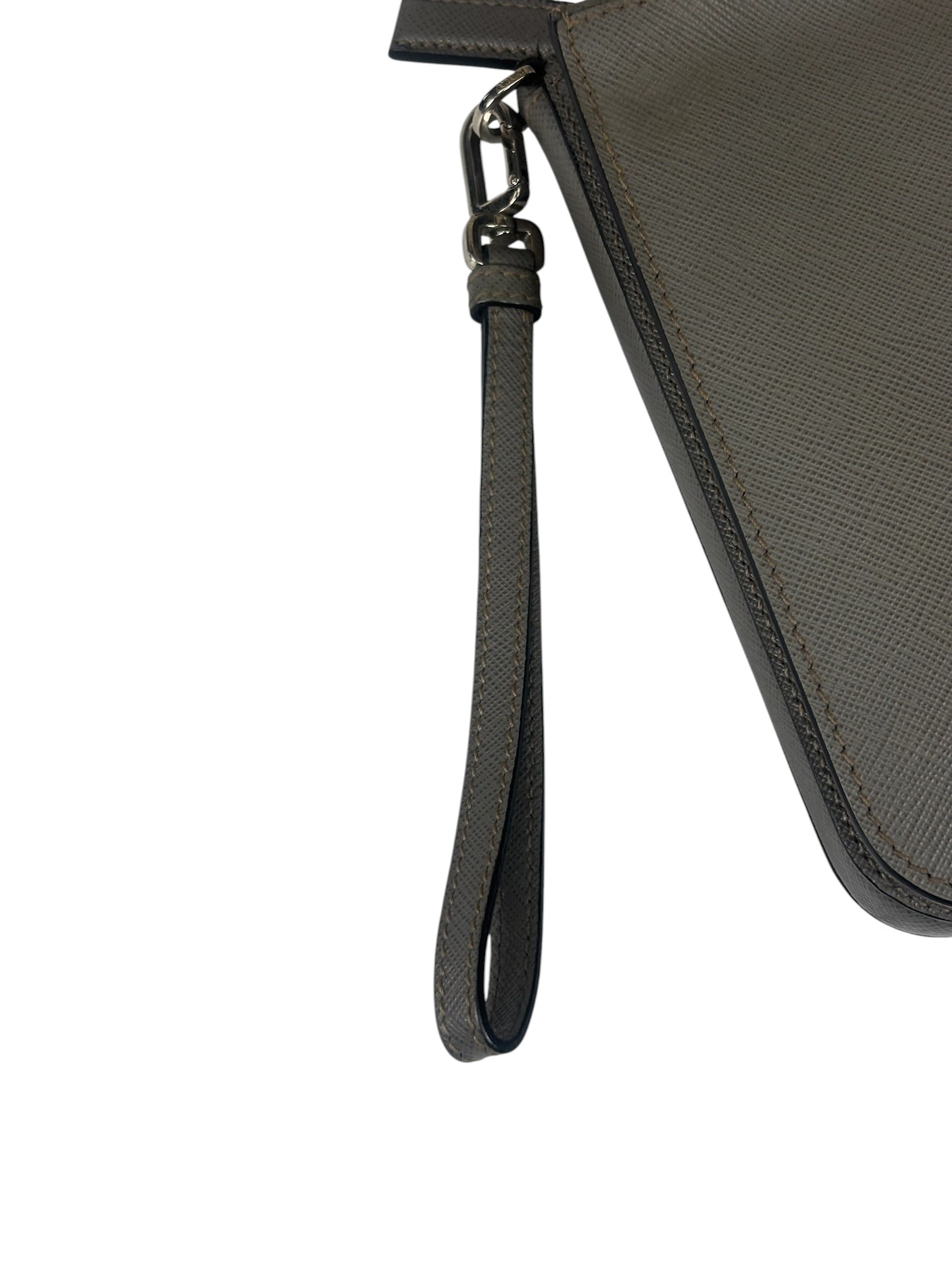 Prada Grey Saffiano Leather Pouch