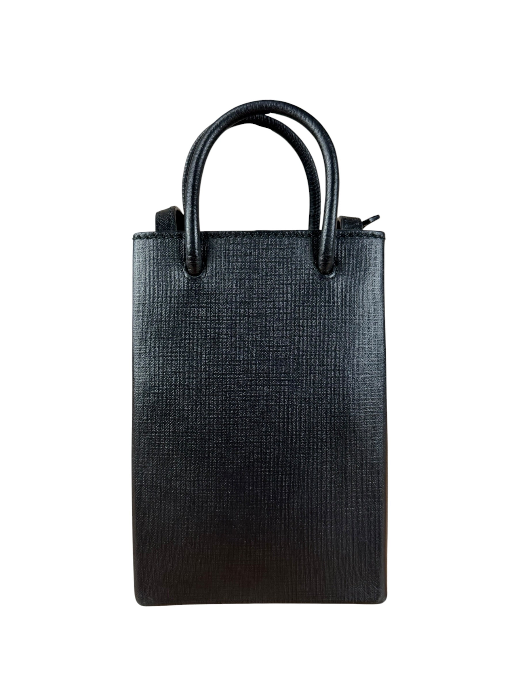 Balenciaga Black Mini Shopping Tote Phone Holder