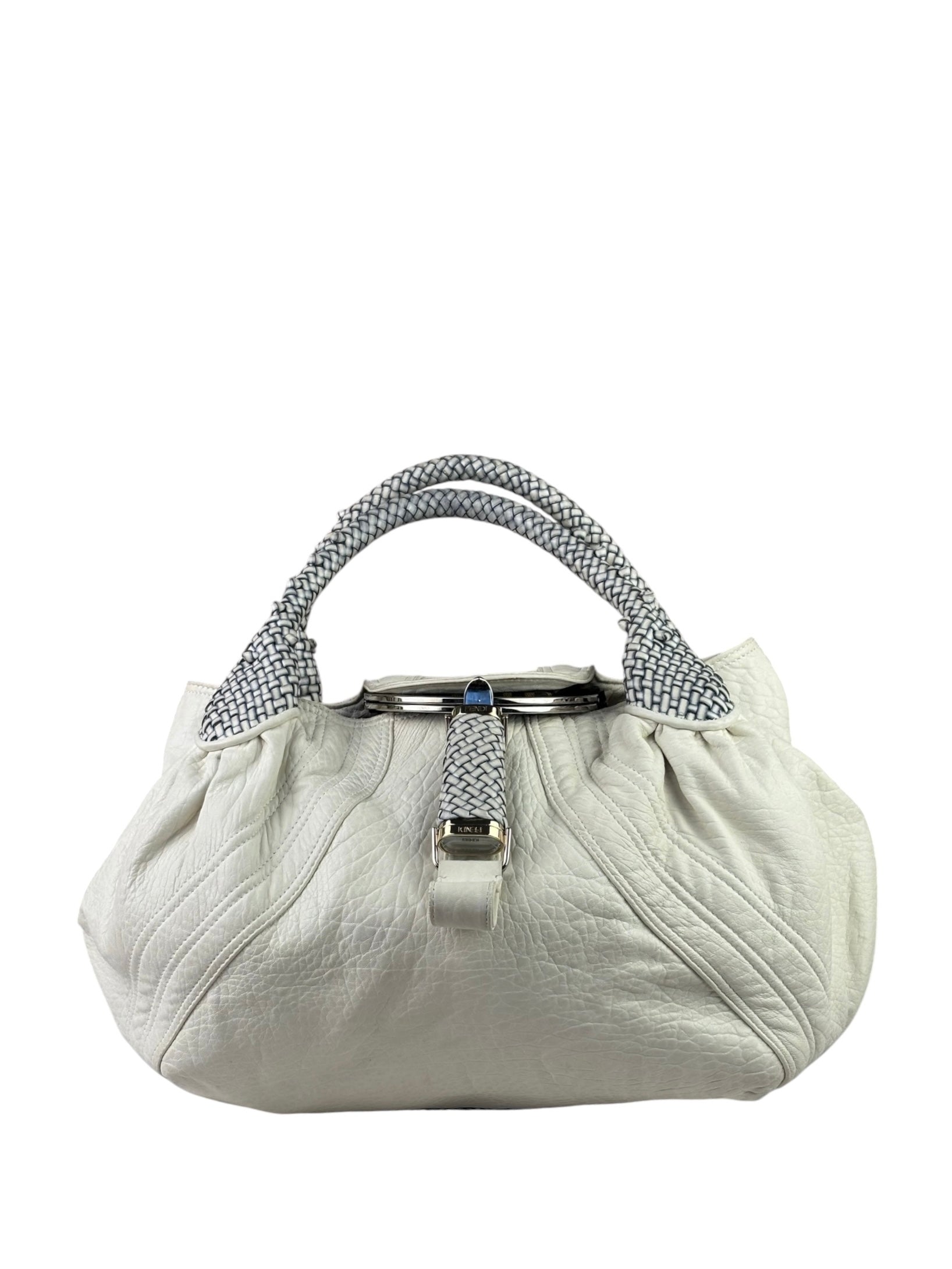 Fendi Vintage White Nappa Leather Spy Shoulder Bag