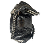 Chanel Black Quilted Lambskin Tabatiere Fold-Over Shoulder Bag 2014