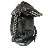 Chanel Black Quilted Lambskin Tabatiere Fold-Over Shoulder Bag 2014