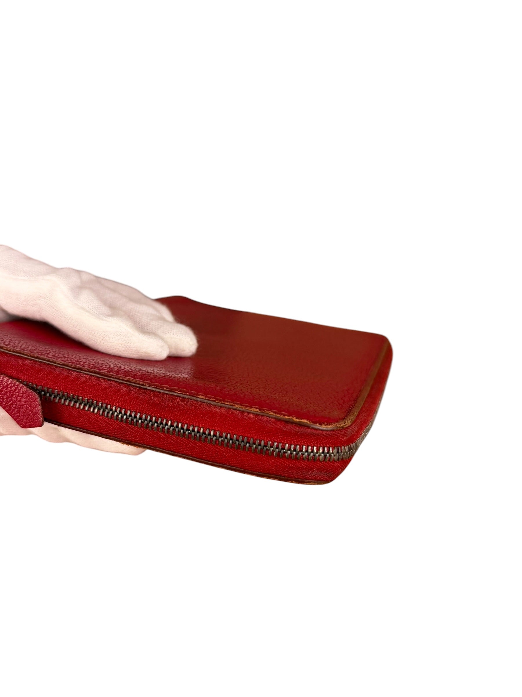 Hermes Rouge Epsom Leather Vintage Organizer Wallet