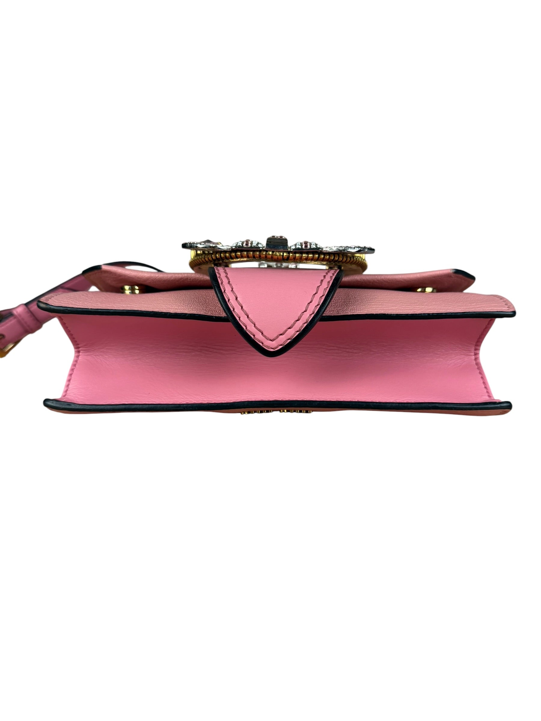 Miu Miu Pink Leather Madras Crystal Embellished Shoulder Bag