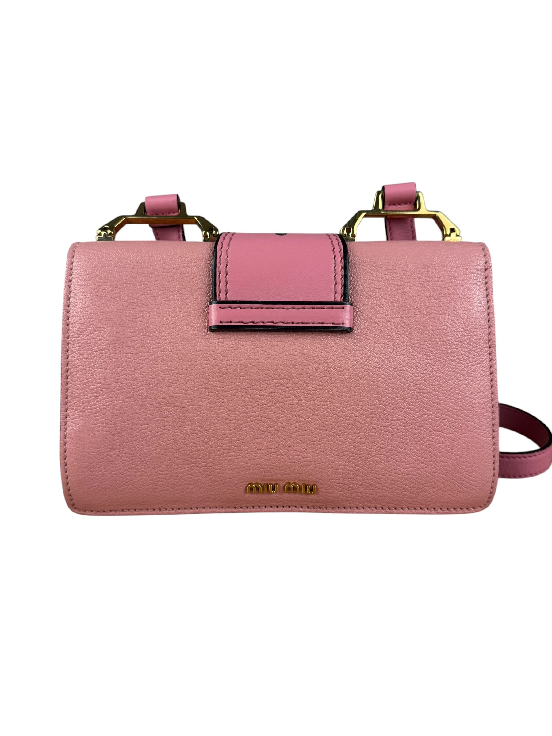 Miu Miu Pink Leather Madras Crystal Embellished Shoulder Bag