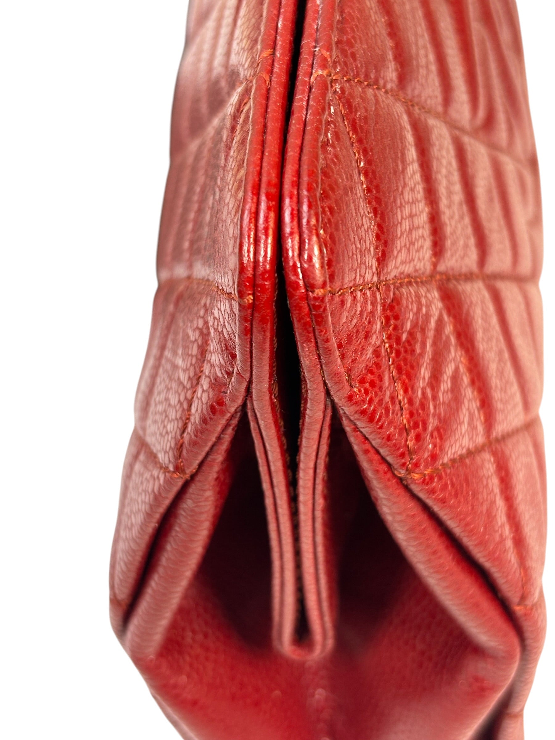 Chanel Red Caviar Quilted Frame Clutch 2012