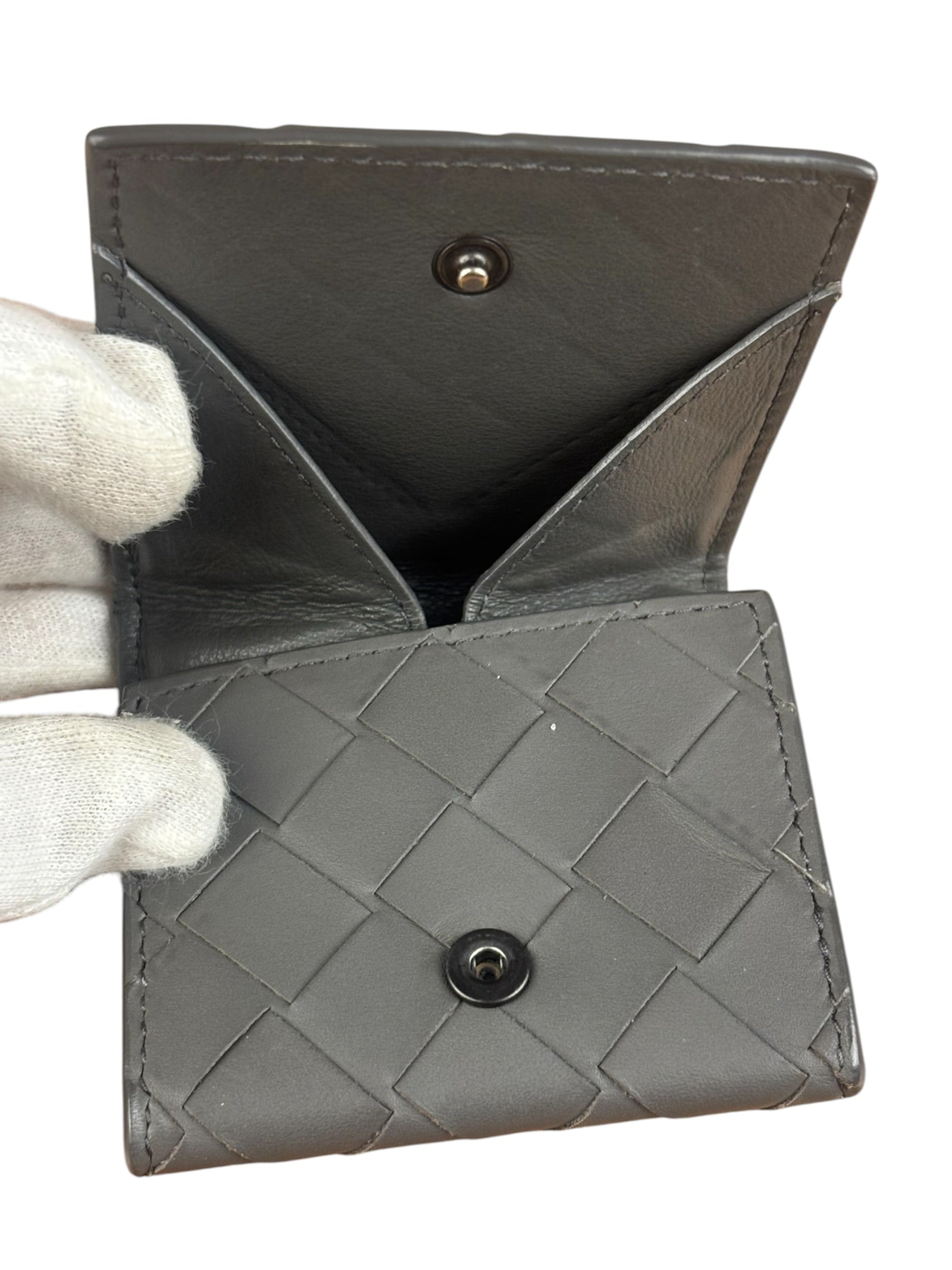 Bottega Veneta Grey Leather Bi-Fold Wallet