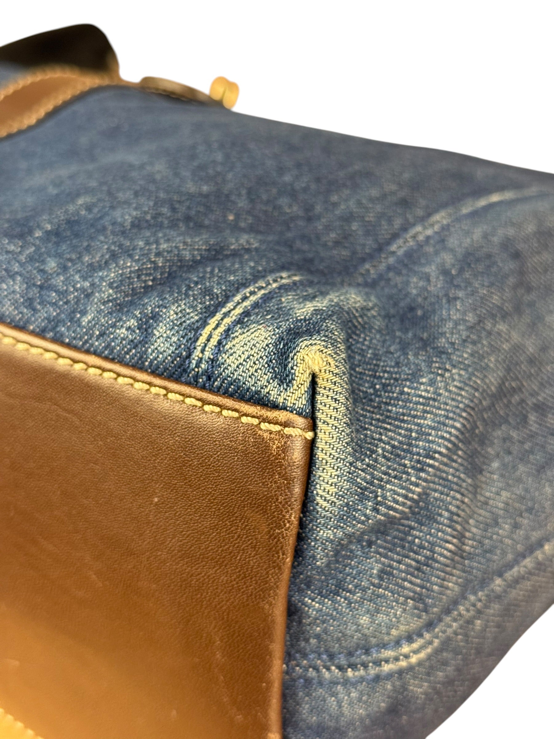 Chanel Denim CC Leather Lined Tote Bag 2001
