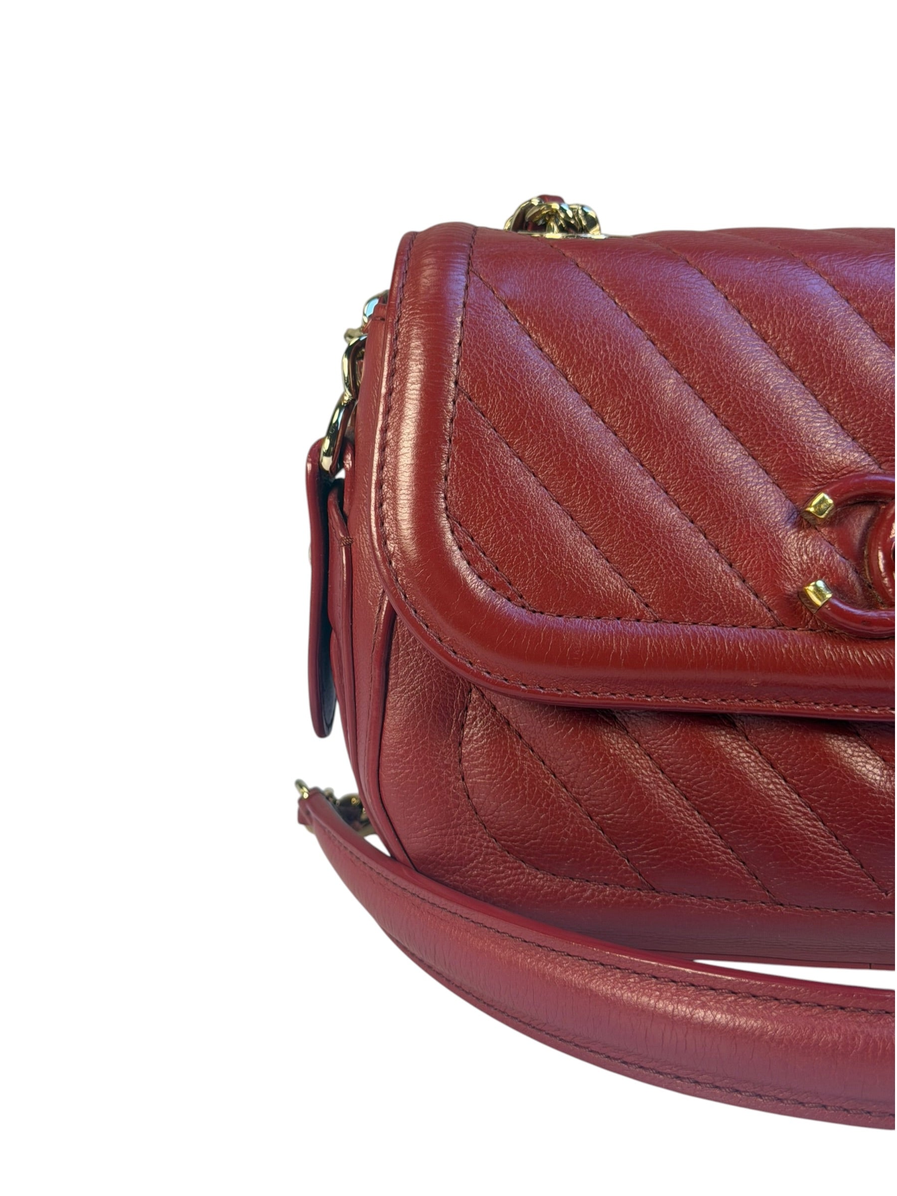 Chanel Burgundy Chevron-Quilted Leather Flap Crossbody 2018
