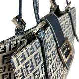 Fendi FF Buckle Navy Zucca Tote Handbag